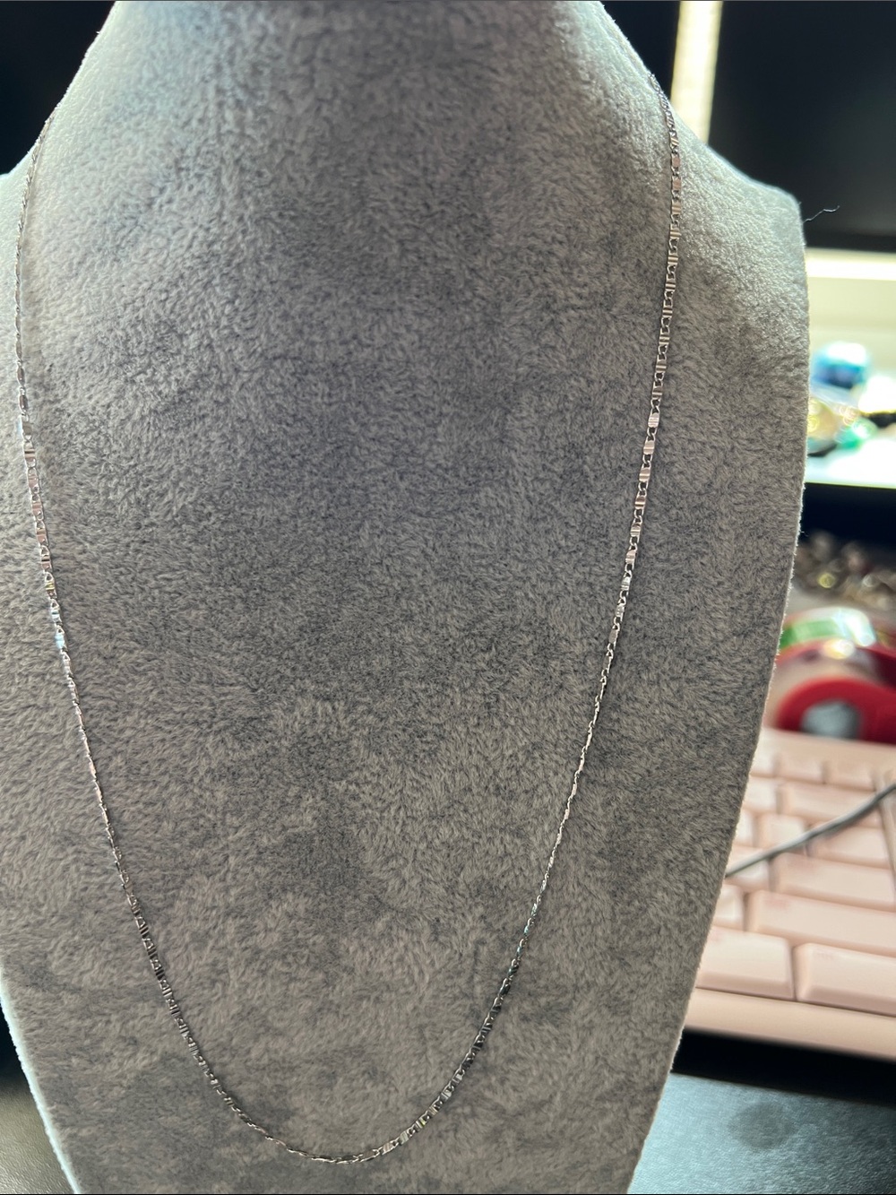 Delicate Silver Valentino Chain Necklace - White